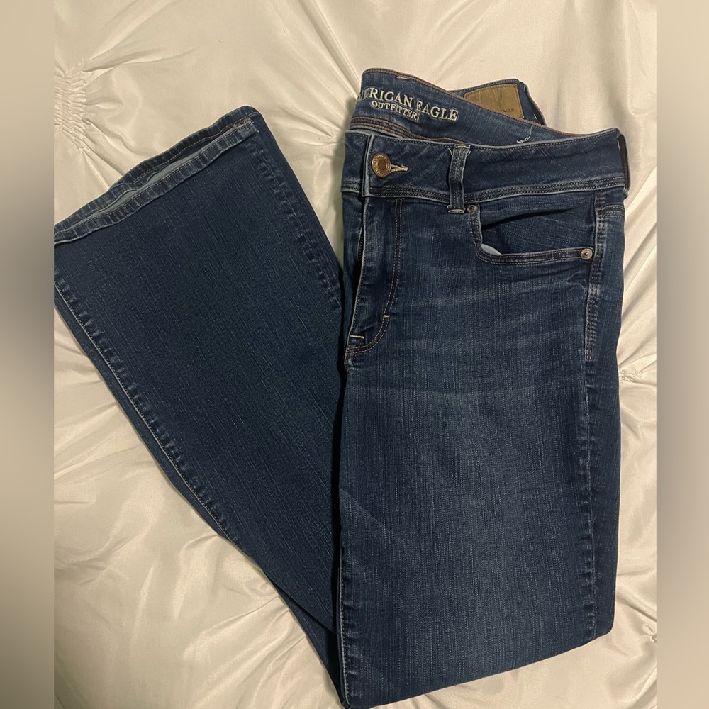 American Eagle size 14 regular kick boot cut blue jeans in very good condition